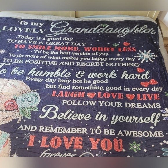 610- To My Granddaughter Throw Blanket Motivational Words NWT - Picture 2 of 6